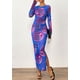thumbnail image 4 of Vestido PRETTYGARDEN Maxi de Manga Larga Floral Morado Azul Talle M, 4 of 8