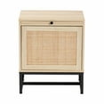 thumbnail image 3 of Baxton Studio Caterina Brown Wood and Rattan 1-Door End Table with Shelf, 3 of 9