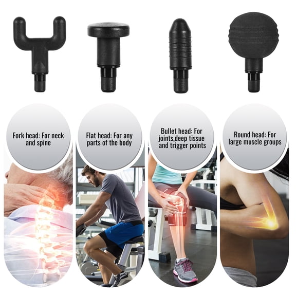 Deep Tissue Percussion Massage Gun, Portable Electric Muscle Massager with 4 Speed Levels & 4 Interchangeable Heads