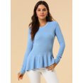 thumbnail image 3 of INSPIRE CHIC Women's Long Sleeve Ribbed Knit Ruffle Hem Peplum Top, 3 of 6
