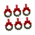thumbnail image 3 of FVDPWYE 6Pcs Christmas Cabinet Wreaths Artificial Wreath Front Door with Bowknot Hanging Red, 3 of 9