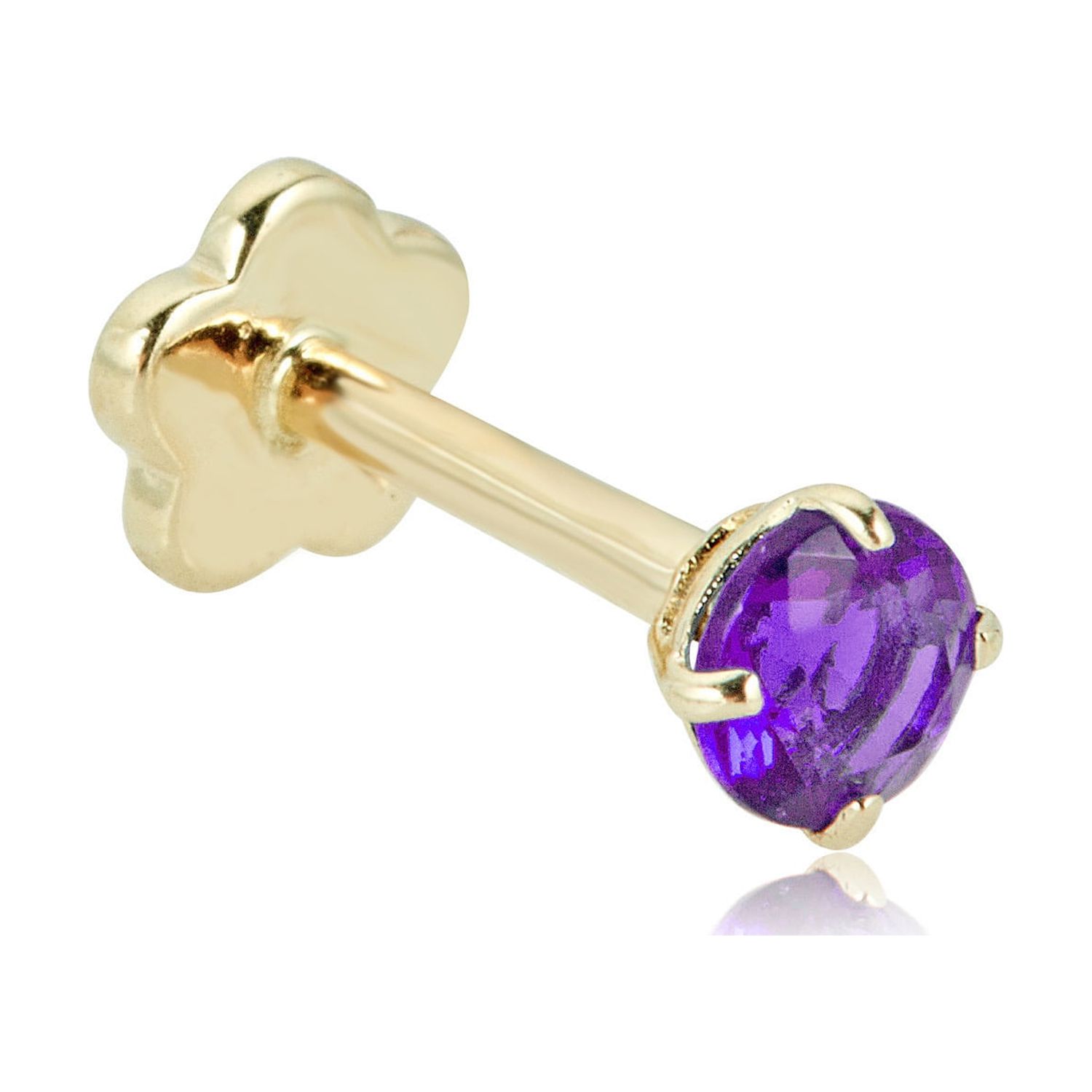 AVORA 14K Yellow/White Gold 3mm Round Cubic Zirconia (0.1 carat) Cartilage - Picture 38 of 43