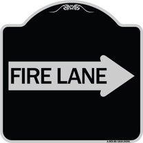 SignMission Designer Series Sign - Fire Lane Right Arrow | Black & Silver 18" X 18" Heavy-Gauge Aluminum Architectural Sign | Protect Your Business & Municipality | Made in the USA