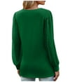 thumbnail image 4 of Women's Long Sleeve Tops Cotton Fall V Neck Loose Fit Lounge Shirt Women Fashion Casual Tunic Solid Color Tee (Green XL), 4 of 4