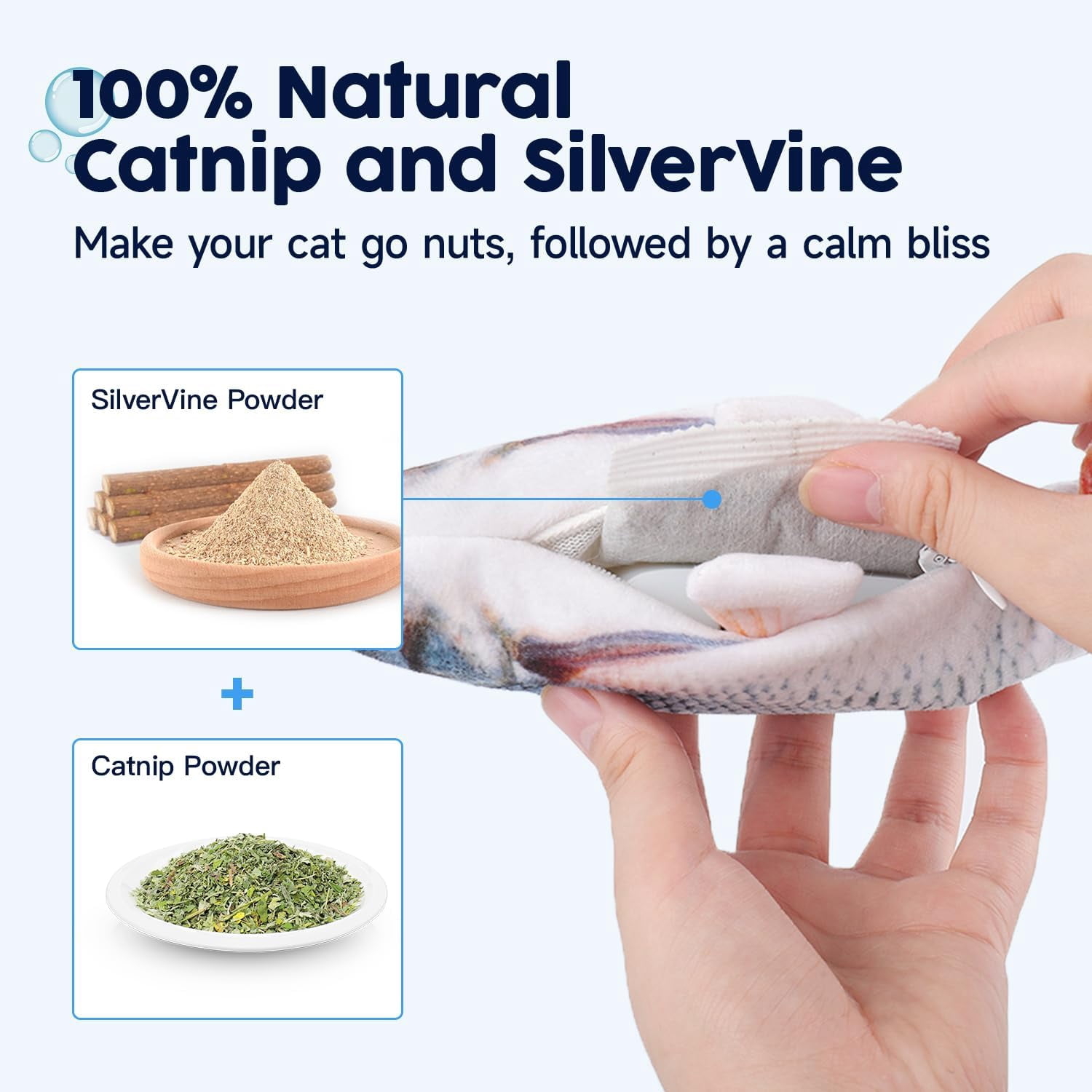 Cat Toys Flopping Fish with Catnip, Moving Kitten Kicker, Floppy Wiggle Carp for Small Dogs, Interactive Motion Kitty Exercise, 10.5 Inches