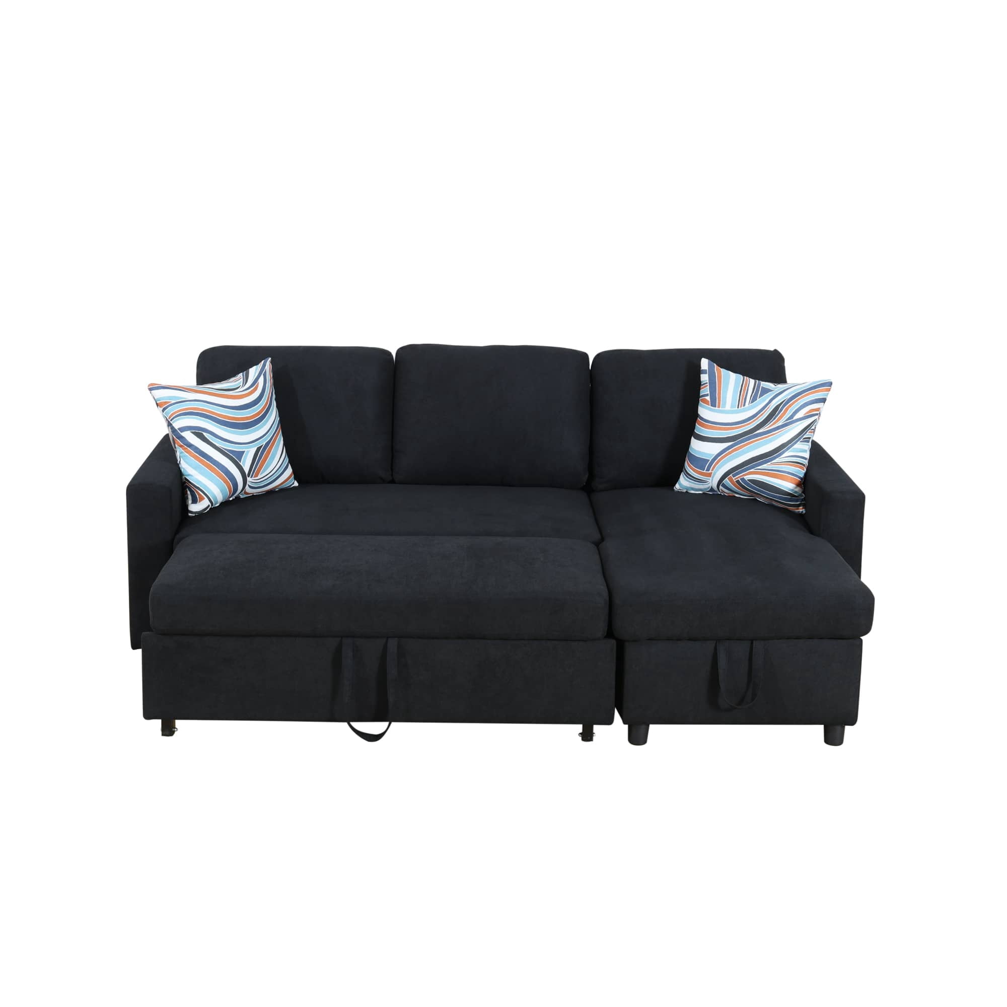MAYEERTY Black Flannelette 2-Piece Couch - Living Room Sofabed