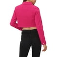 thumbnail image 4 of INSPIRE CHIC Women's Jean Jacket Frayed Button Up Washed Cropped Denim Jacket Fuchsia L, 4 of 7