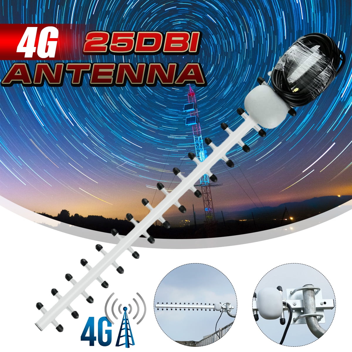 2X SMA Yagi 4G LTE Antenna 25dBi Outdoor Antenna Signal Booster Amplifierc Tools 