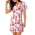 thumbnail image 2 of Fotbe Valentine Gnomes Bata de Dormir para Mujer con Estampado, Camisón de Algodón de Manga Corta, Ropa de Dormir Casual, 2 of 6