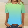 thumbnail image 5 of LADIGASU Womens Print Short Sleeve Out Blouse Round Neck T-Shirt, 5 of 5
