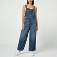 thumbnail image 2 of CAIXIA Jean Overalls for Women Straight Leg Wash Stitch Detail Stretchy Casual Denim Jumpsuits with Pockets,Sky Blue, 2 of 5