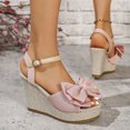 thumbnail image 4 of Rokment Womens Bowknot Wedge Dressy Sandals Elegant Open Toe Ankle Strap Platform Chunky High Heels Summer Dress Shoes for Bride Wedding Business Office, 4 of 8