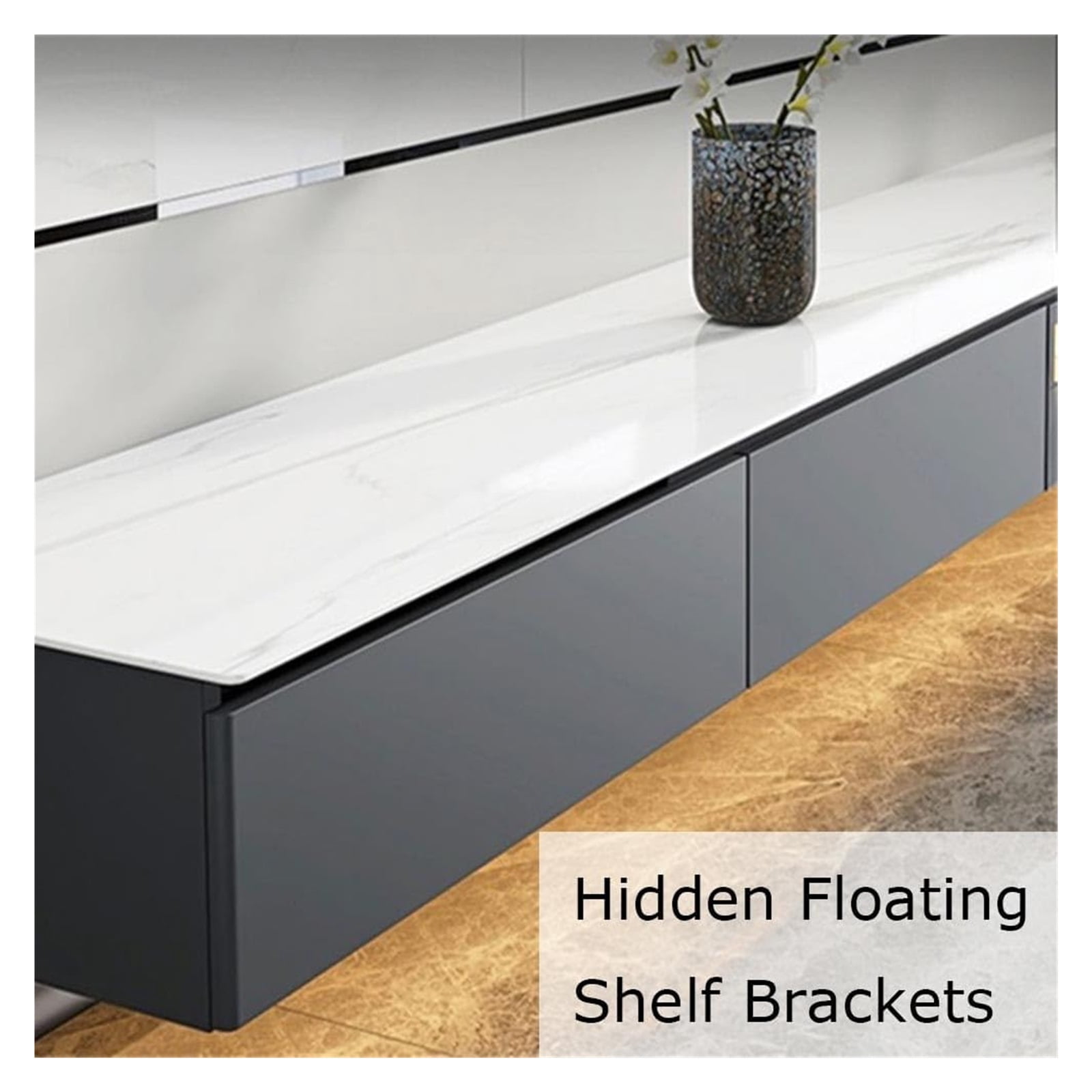 Floating Shelf Brackets, 1/5 Inch Thicked Heavy Duty Industrial Shelf Bracket, Metal L Brackets For Shelves Support DIY Wall Hanging,2 Pack