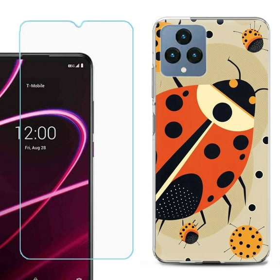 OneToughShield ® for T-Mobile Revvl 6x 5G Shockproof Phone Case, with Tempered Glass Screen Protector - Lady Bettle