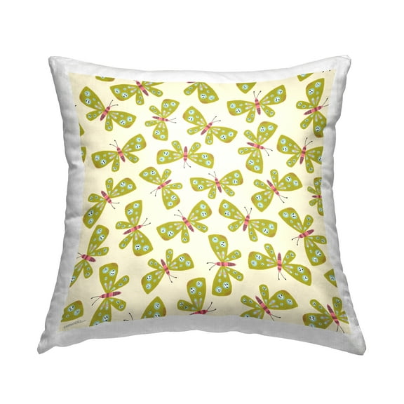 Stupell Industries Green Whimsical Butterflies Decorative Printed Throw Pillow Design by Leeza Hernandez.