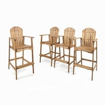 GDF Studio Cartagena Outdoor Acacia Wood 29.5 Inch Adirondack Barstools, Set of 4, Natural