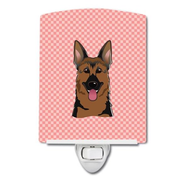 Checkerboard Pink German Shepherd Ceramic Night Light