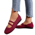 thumbnail image 2 of YOUYEDIAN Mary Jane Shoes Women Comfortable Slip on Non Slip Ballet Flats Shoes Spring Business Wide Closed Toe Low Heels Walking Shoes (Deep Red), 2 of 6