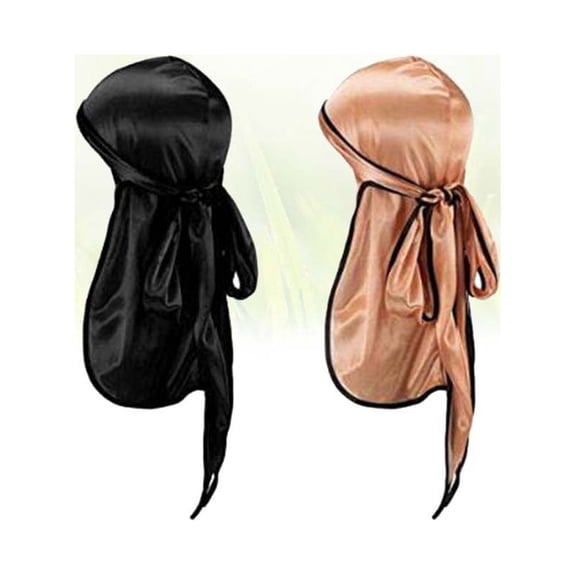 ETEREAUTY 2Pcs Soft Black Turban Hair Scarves Stretchy Material for Unique Style