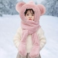 thumbnail image 4 of PuSpu Girls and Boys's Hats Winter Adding Fleece Warmth Scarves And Gloves Integrated Keep Warm Three-piece Set, 4 of 5