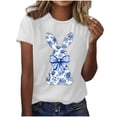 thumbnail image 4 of Rciityk Happy Easter Short Sleeve Shirts for Women Trendy Cute Rabbits Graphic T Shirts Casual Loose Crew Neck Summer Tops, 4 of 4