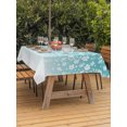 thumbnail image 3 of Outdoor Table Cloth with Umbrella Hole and Zipper, Weeping Flowers Waterproof Rectangle Tablecloth 60"x102", Teal Ombre Spring Floral Botanical Art Washable Table Cover for Outside Party Patio Picnic, 3 of 8