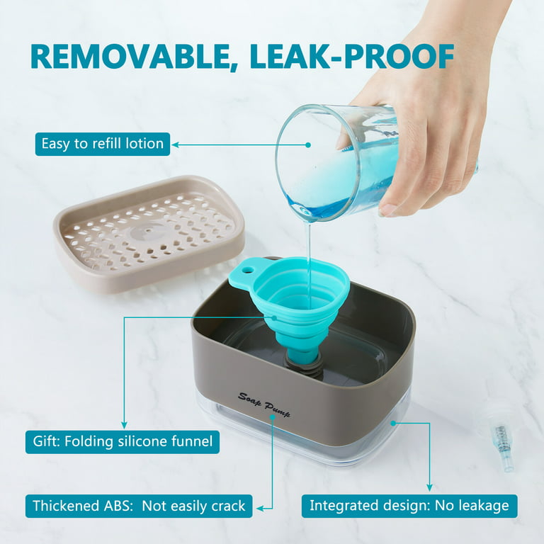 OMAIA 2-in-1 Dish Soap Dispenser with Sponge Holder - dishwashing Liquid  Dispenser for Kitchen - Smart Kitchen Gadgets 2023 - Sink Countertop