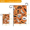 thumbnail image 3 of Halloween Orange Pumpkins Skulls Bats Spiders Ghosts Double Sided Garden Flag Decorative Weather Resistant Yard Flag, Large DIY Vertical Flag for Farmhouse Patio Lawn, 28x40 Inch, 3 of 6