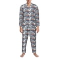 thumbnail image 3 of Salouo sparus aurata Print Button-Front Long Sleeve Pajama Set for Men, Soft 2Pjs Men's Long Sleeve Sleepwear-Large, 3 of 7