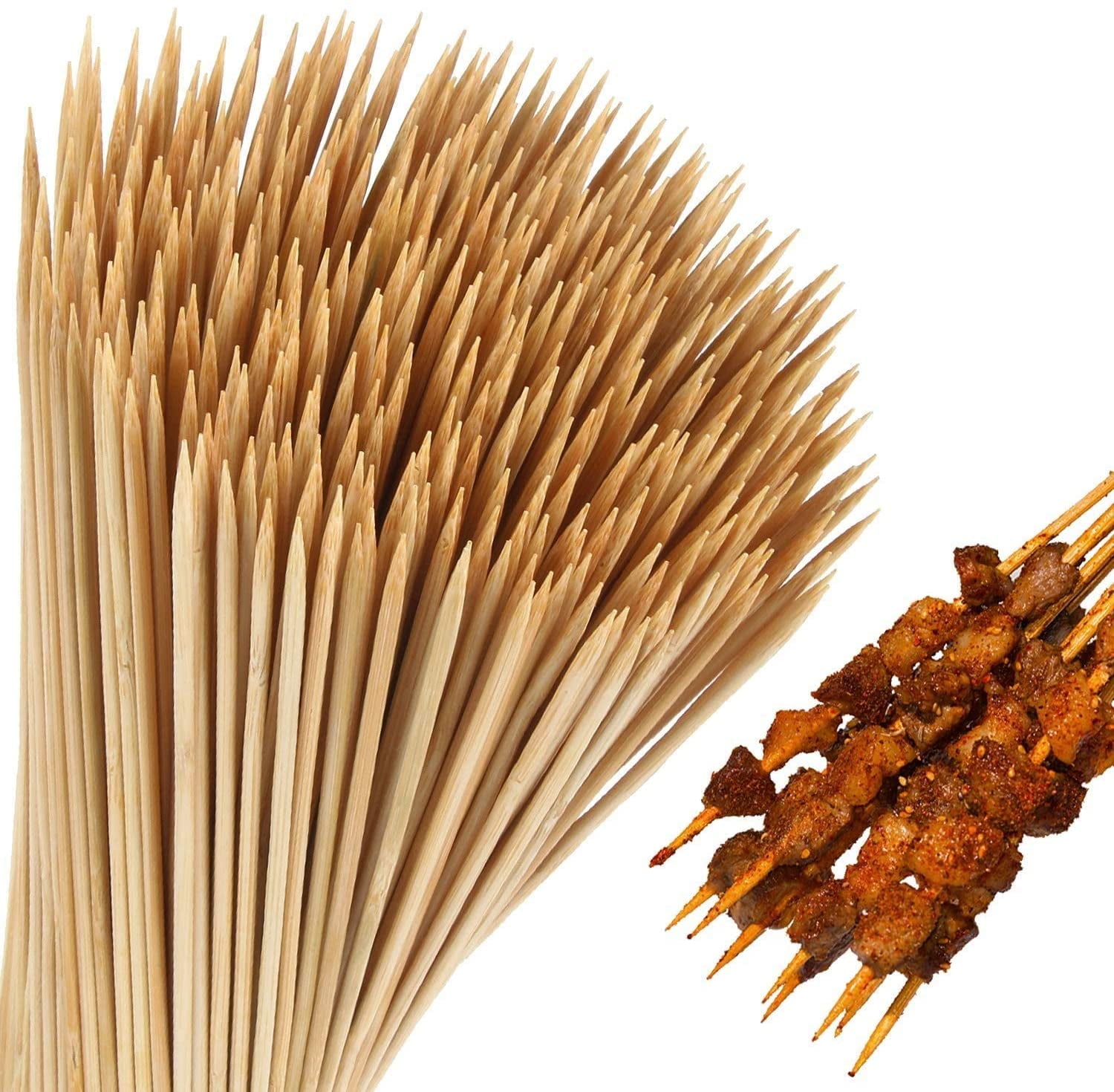 50 Pcs Sticks BBQ Bamboo Wood Grill Skewers Natural Wooden Stick Barbecue Tools 