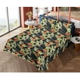 thumbnail image 4 of Ambesonne Tropical Vibes Fitted & Flat Sheet with Shams 4 Pcs Set, Leafy Flowers Daisy, Full, Pistachio Green Vermilion, 4 of 5