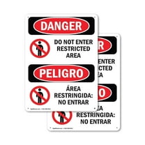 (2 Pack) Do Not Enter High Voltage Bilingual OSHA Danger Sign 12 Inch X 18 Inch Indoor / Outdoor Rust-Free Aluminum Metal Signs for Workplace, Workshop, and Construction Site, Made in