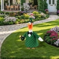 thumbnail image 4 of Guvpev St. Patrick's Day Goose Outfit - Lucky Irish Green Plaid Costume with Orange Beard and Pot of Gold - Festive Saint Paddy's Day Clothes for 23" Outdoor Porch Goose Statues, 4 of 14