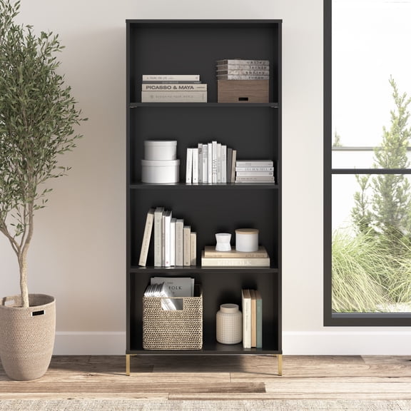 Bush Furniture Soho 4 Shelf Bookcase in Black
