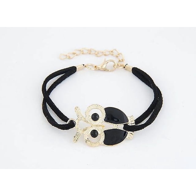 Pulsera HUOGUO de piel sintética vintage con diseño de búho para mujer