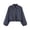Navy, variant on Women's Cropped Jacket Long Sleeve Lapel Collar Zip Up Windbreaker with Side Pockets Polka Dot Print Casual Loose Outerwear Red L
