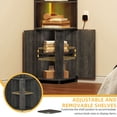 thumbnail image 3 of DWVO 71.1“ Corner Cabinet with LED Lights, Tall Corner Storage Cabinet with Door & Shelves, Wooden Display Corner Shelf, Corner Bookshelf and Bookcase, for Kitchen, Living Room or Bedroom, Gray (1 PC), 3 of 6