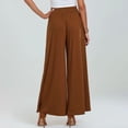 thumbnail image 2 of SWSMCLT Women's Palazzo Pants Baggy Lounge Ankle Spandex Pleated Thin Casual Pants Trousers Lightweight Brown 10-12, 2 of 4