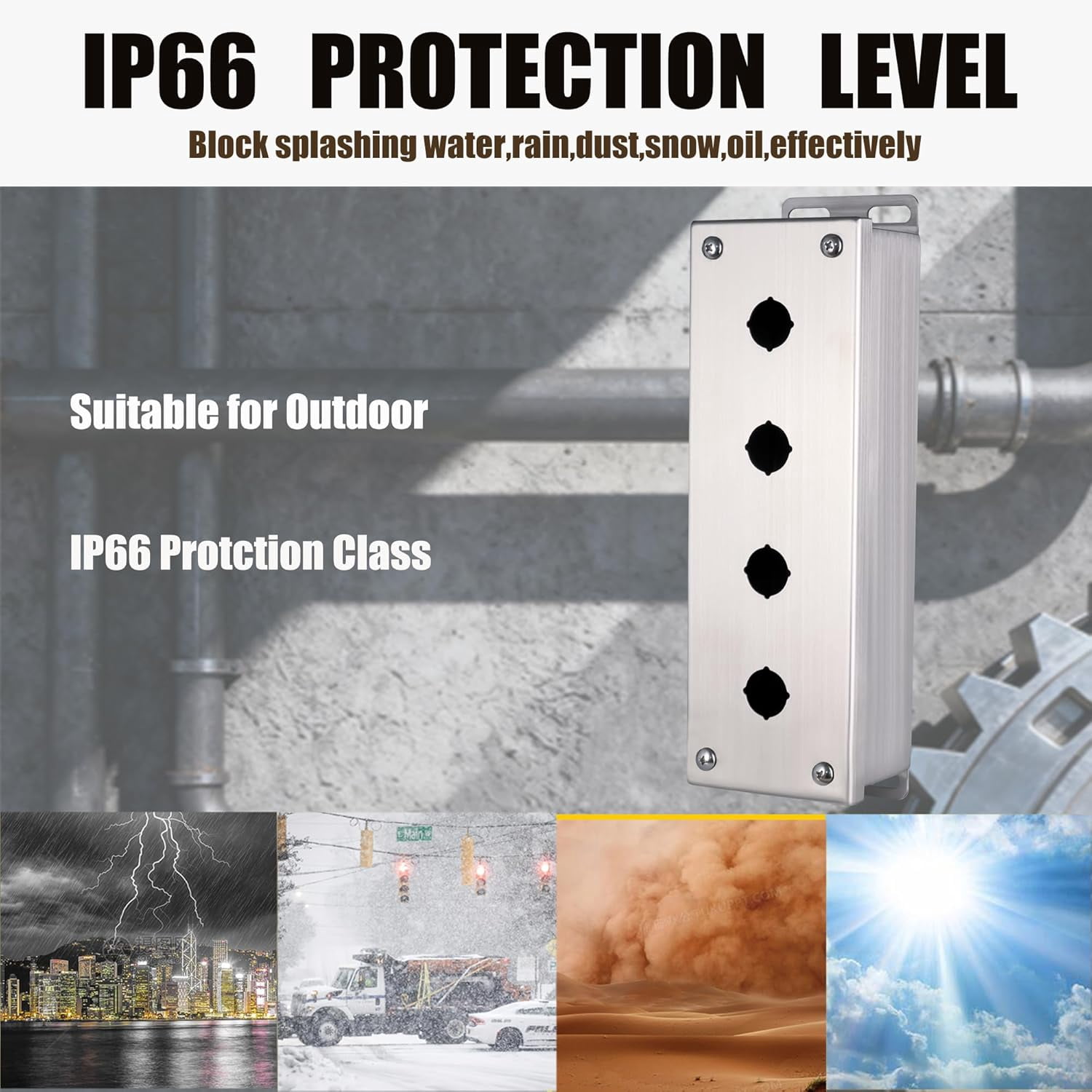 11 x4 x3'' 304 Stainless Steel Push Button Box - 6 Hole, IP66 Dustproof Waterproof, Indoor Outdoor Electrical Enclosure with Mounting Plate