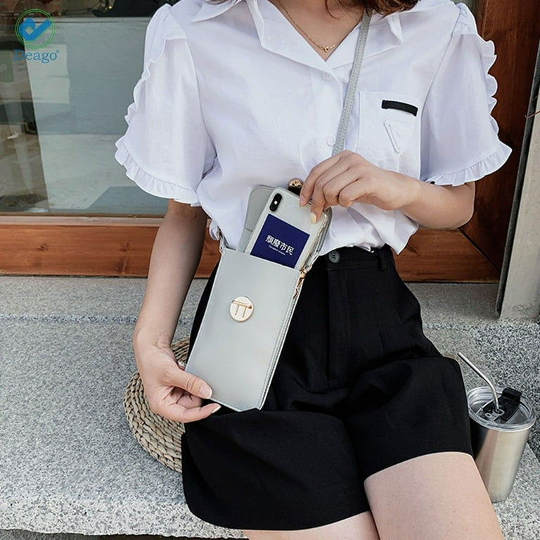 Deago Women Crossbody Cellphone Purse Touch Screen Bag RFID Blocking Wallet  Handbag with Shoulder Strap (Pink)