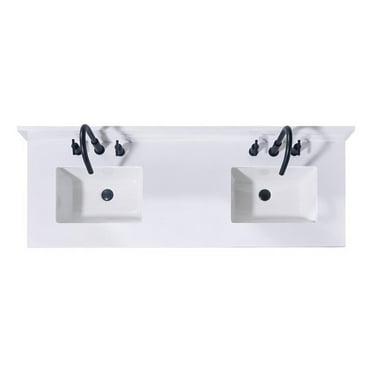61. in Stone effects Vanity Top in Snow White with Double White Sink