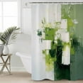 thumbnail image 5 of Abstract Green Shower Curtain, 72" x 72", Minimalist Modern Oil Painting Waterproof Bathroom Curtain Washable Shower Curtain Set with 12 Hooks, 5 of 6