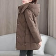 thumbnail image 4 of Wowcloth Women's Casual Solid Color Long Sleeve Hooded Cotton Coat - Warm Winter Outerwear for Everyday Use, 4 of 9