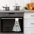 thumbnail image 4 of Yayeee Kitchen Hanging Hand Towels Set of 2 with Loop Bathroom Absorbent Tie Towel, Blue Floral, 4 of 7