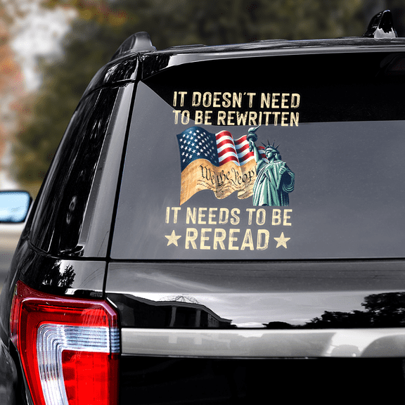 Lotusprinthandmade It Doesn't Need To Be Rewritten Jesus US Flag Transparent Vinyl Decal 4 Sizes (6x9 Inches), jesus and america flag decal, christian patriotic car sticker