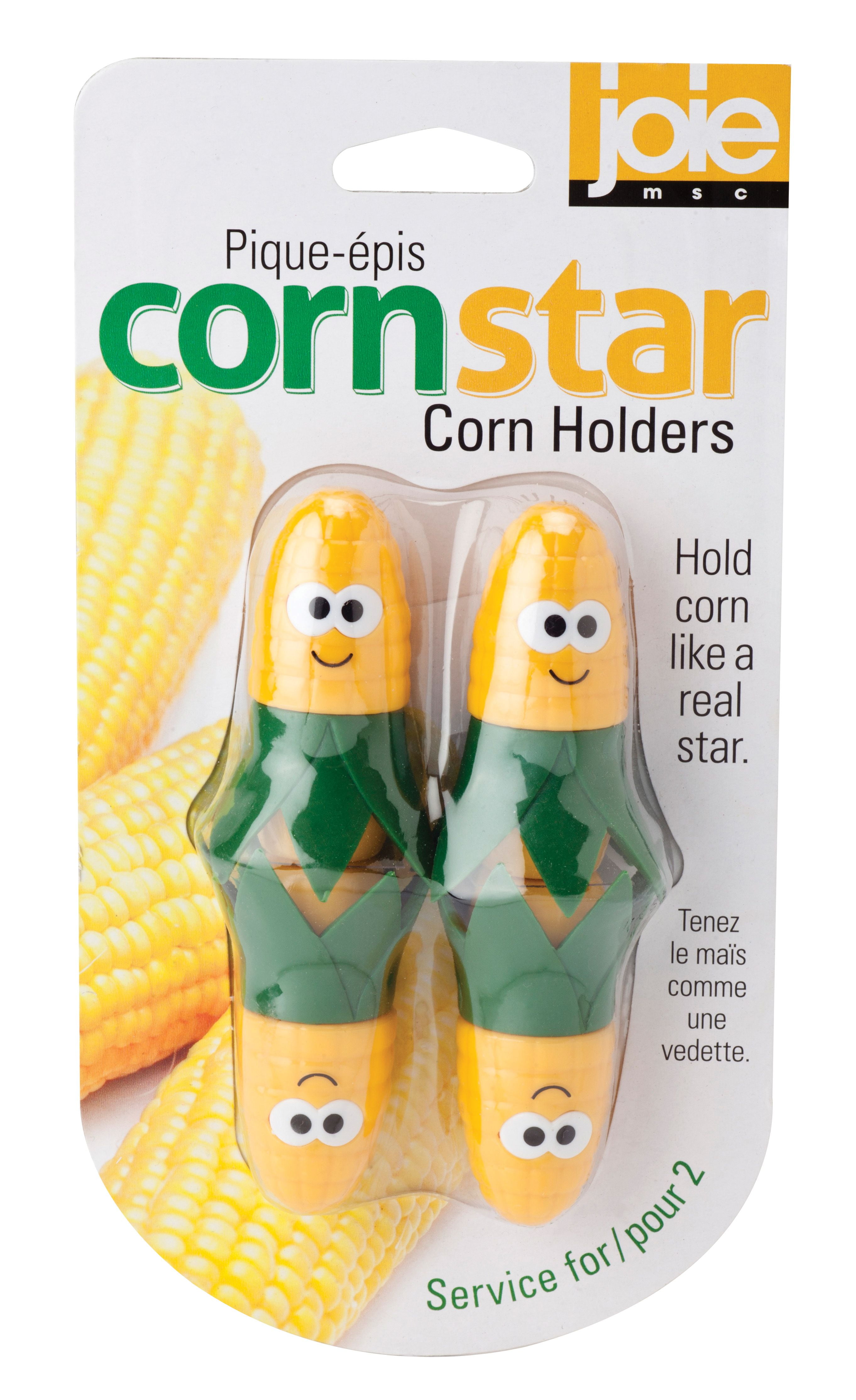 Yellow Joie Corn Star Interlocking Corn on the Cob Holders 2 pairs 4 corn picks 