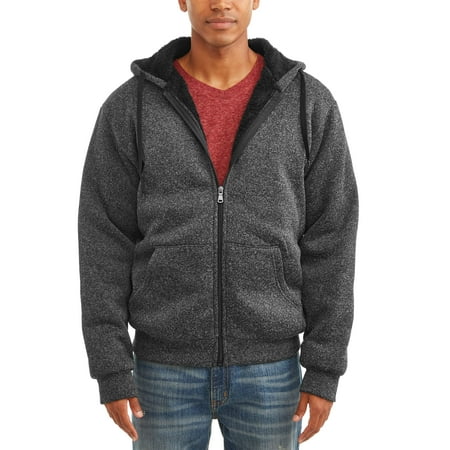 Men's Sherpa Lined Marled Full Zip Hooded Jacket, Up to Size 5XL ...