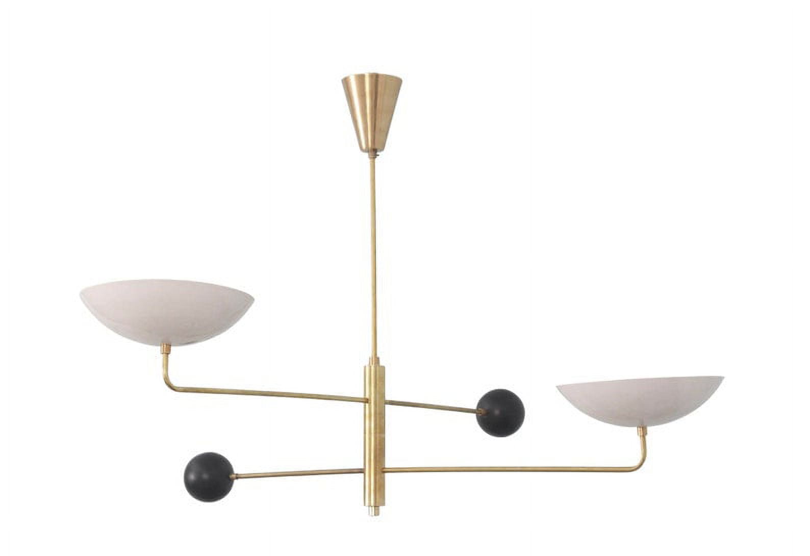 2 Light Curved Pendant Mid Century Modern Raw Brass Sputnik chandelier light Fixture