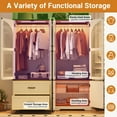 thumbnail image 5 of ChVans Farmhouse Armoire Closet for Bedroom with 4 Glass Doors & LED Sensor Light, 72"H Arch Design Wardrobe with Hanging Rods and Drawers, 5 of 8