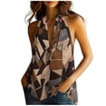 thumbnail image 2 of TEAJOPSUU Women's Summer Halter Tank Top Stretchy Sleeveless Deep V Neck Open Back Tank Tops Casual Slim Fitted Blouses Shirts Brown, 2 of 5
